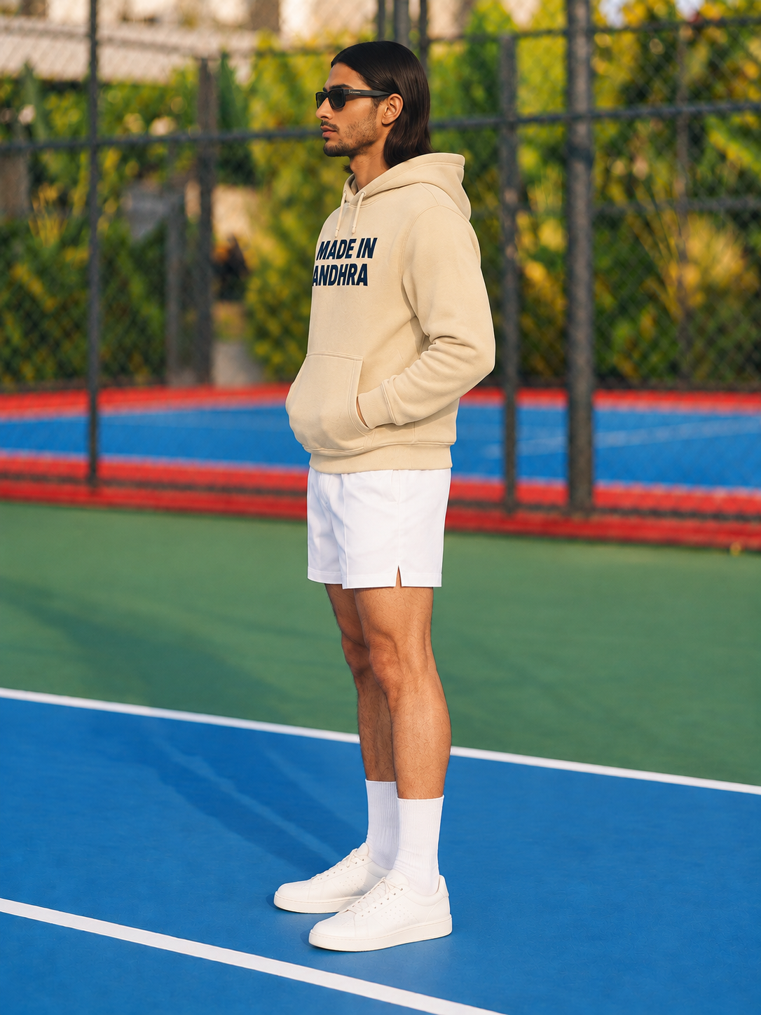 Made in Andhra™ Classic Beige Hoodie — men left