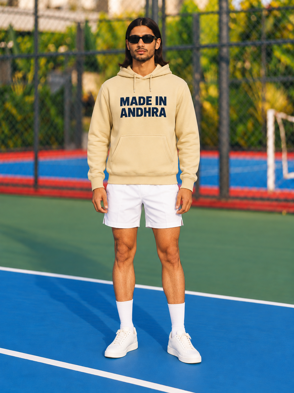 Made in Andhra™ Classic Beige Hoodie — men front