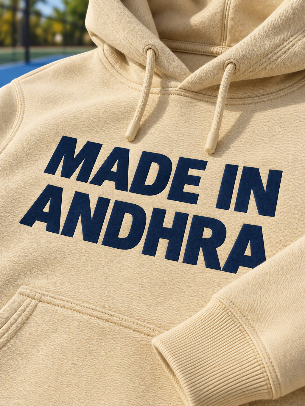 Made in Andhra™ Classic Beige Hoodie — men construction
