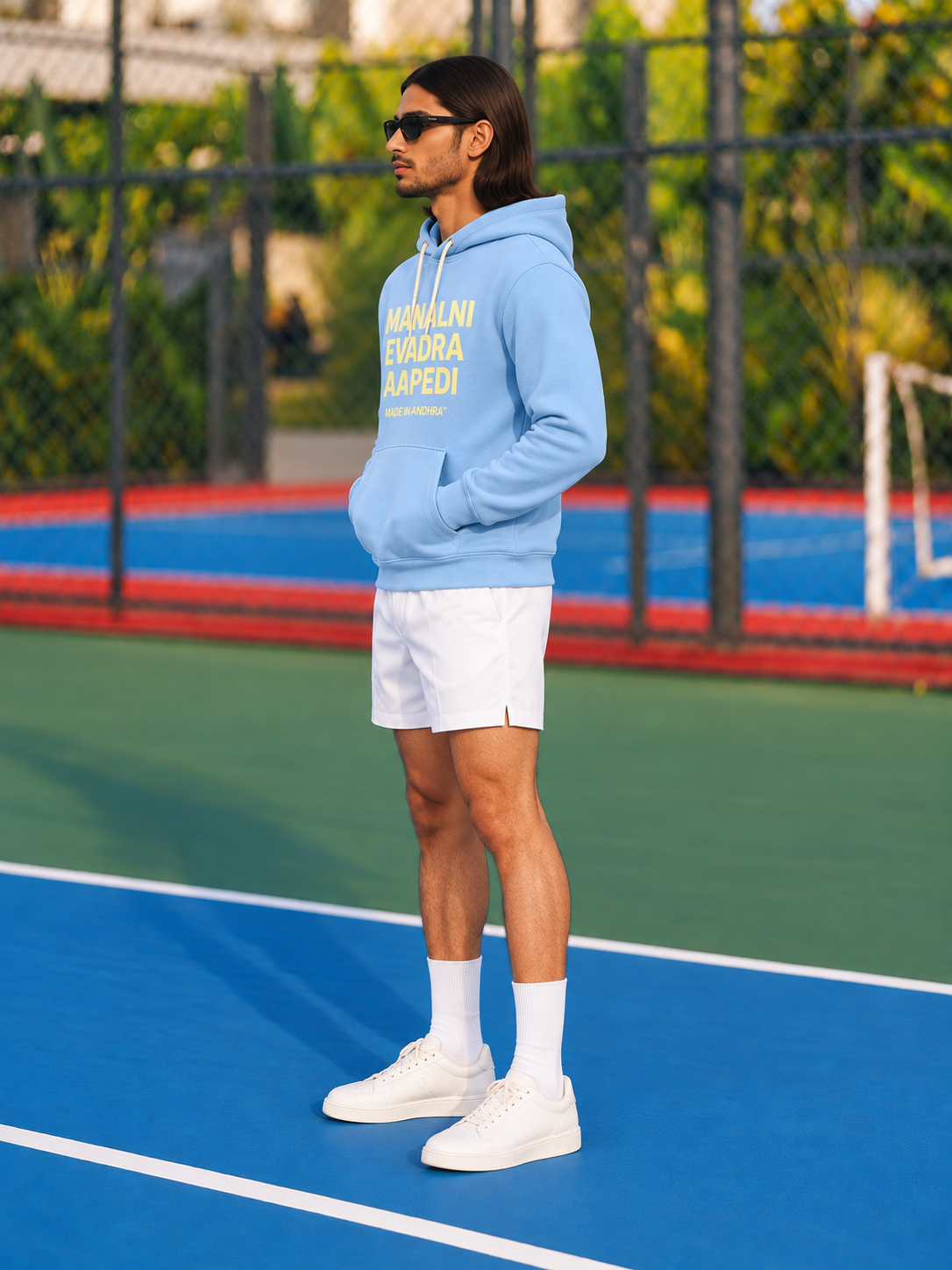 Made in Andhra™ Manalni Evadra Aapedi Hoodie — men left