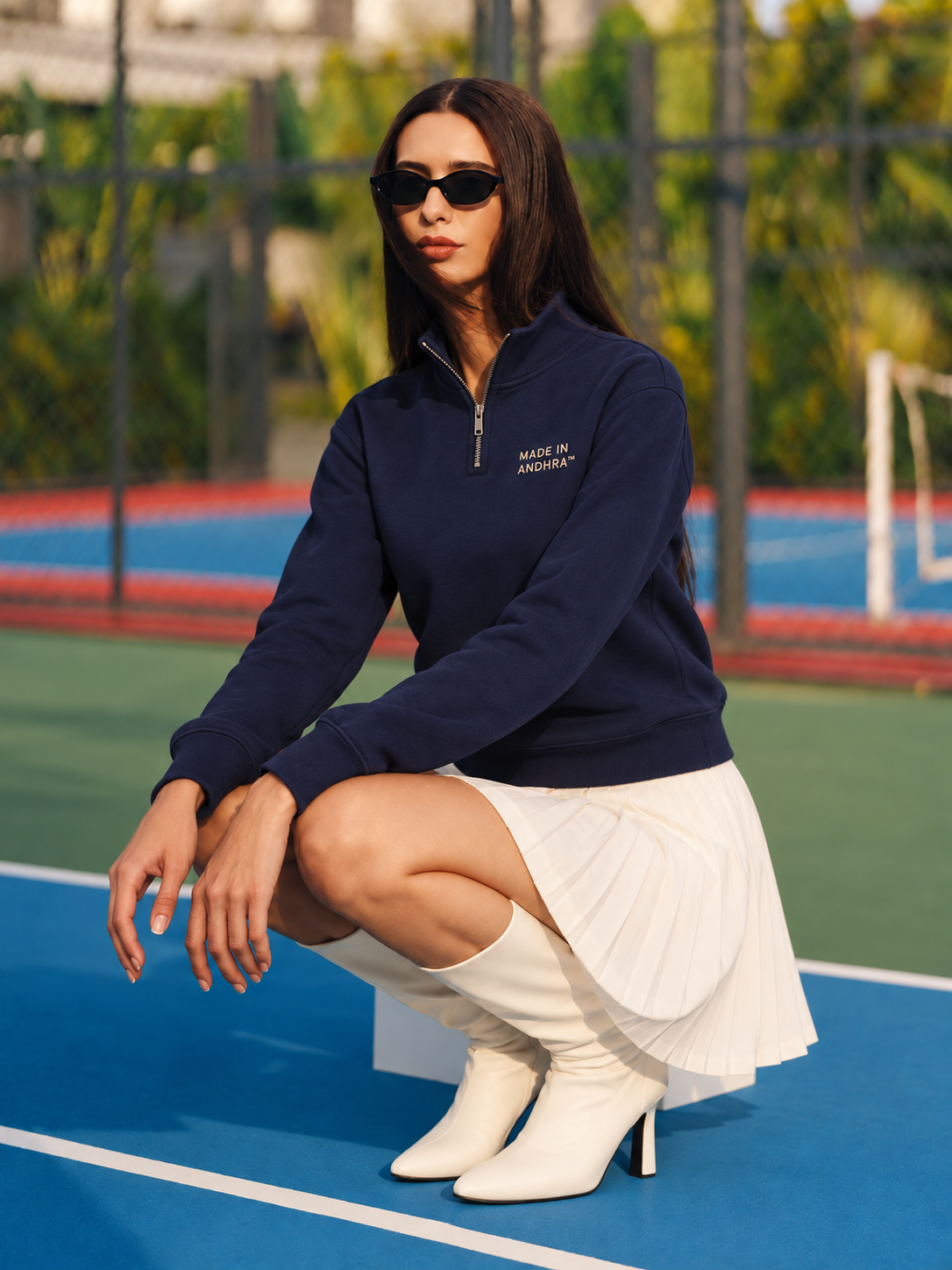 Made in Andhra™ Navy Quarter-Zip Sweatshirt — additional product view
