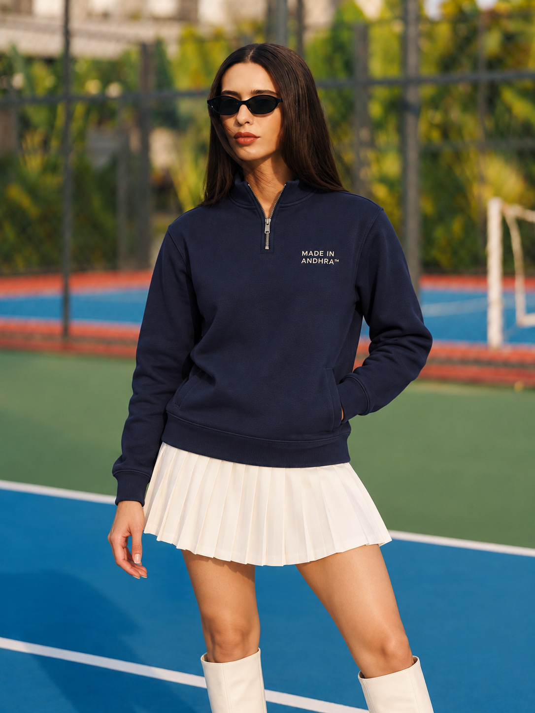 Made in Andhra™ Navy Quarter-Zip Sweatshirt — additional product view