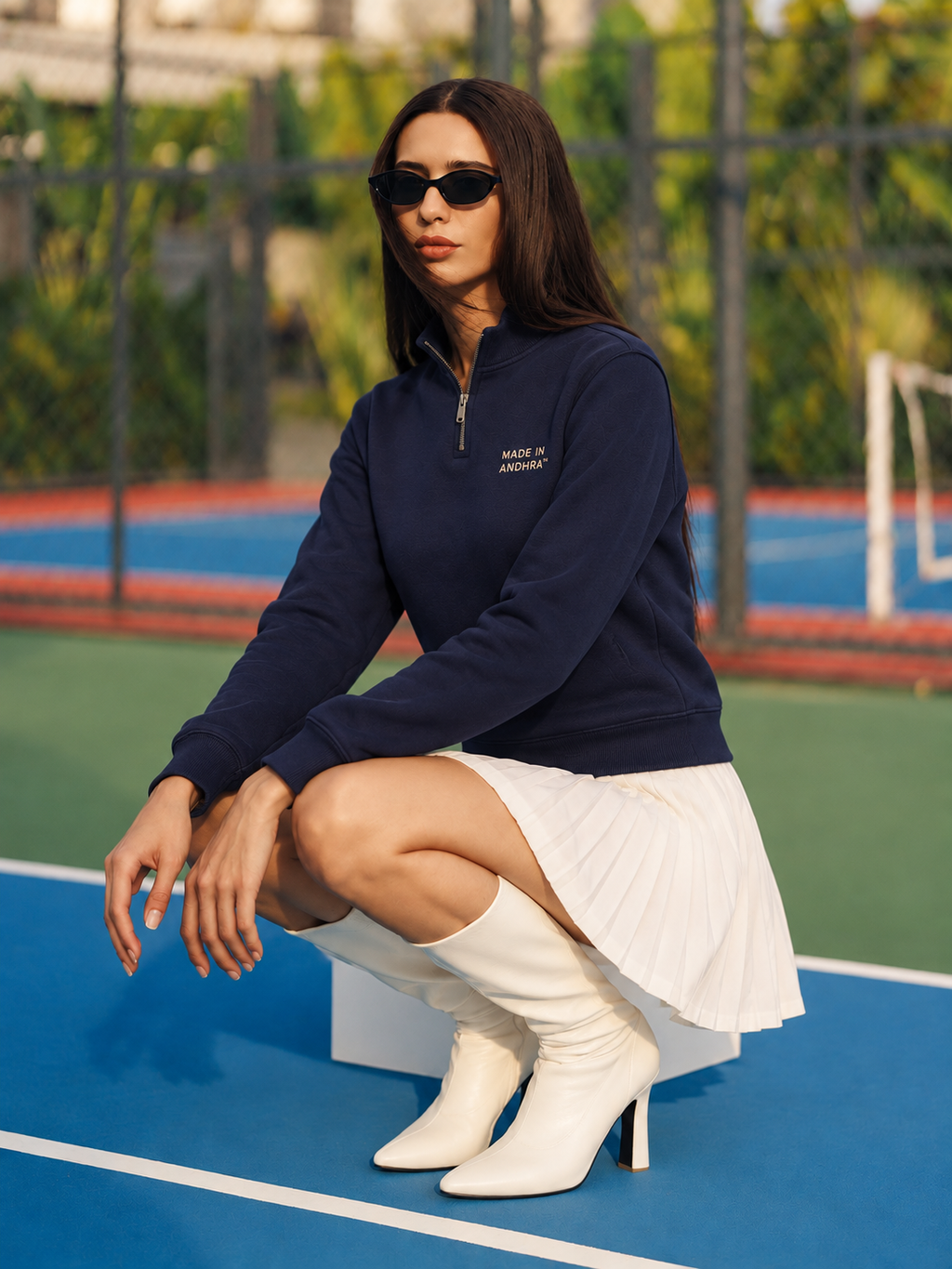 Made in Andhra™ Navy Quarter-Zip Sweatshirt — additional product view