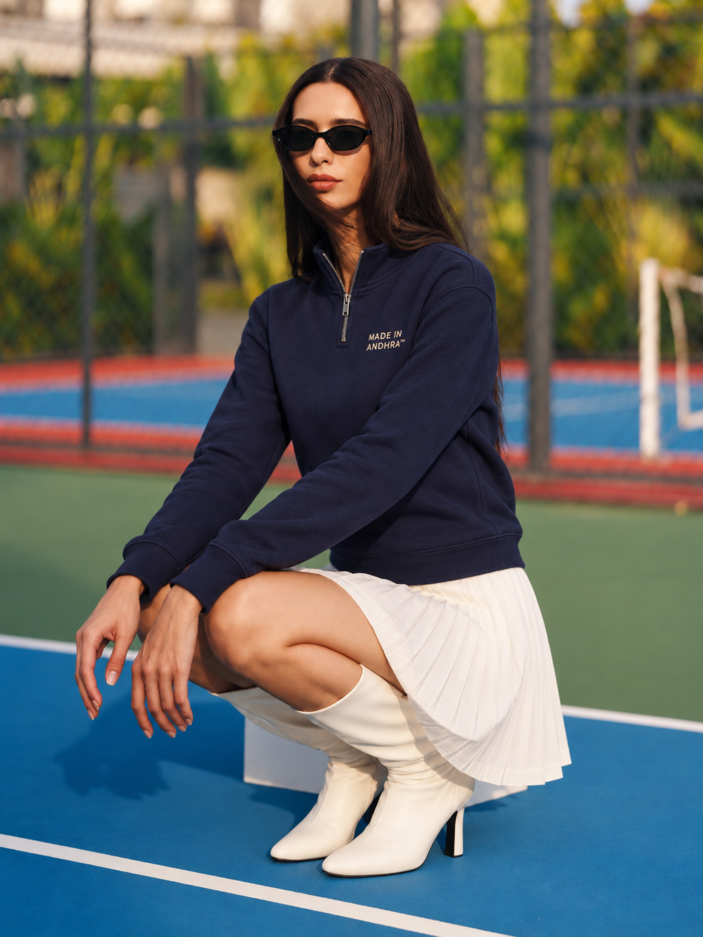 Made in Andhra™ Navy Quarter-Zip Sweatshirt — additional product view