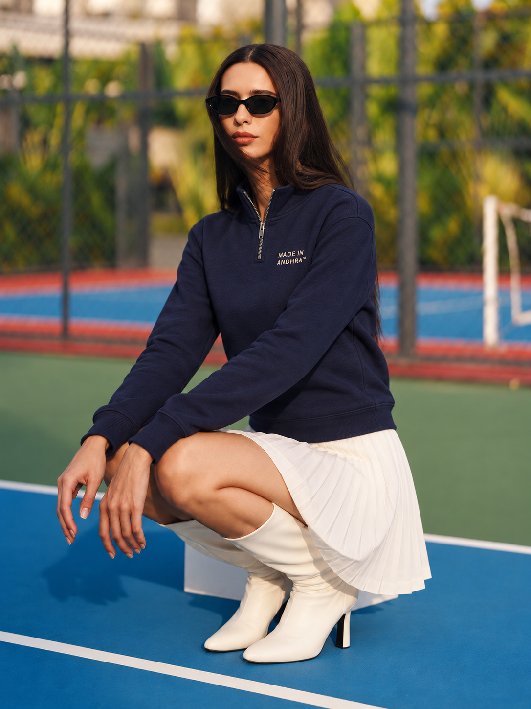 Made in Andhra™ Navy Quarter-Zip Sweatshirt — additional product view