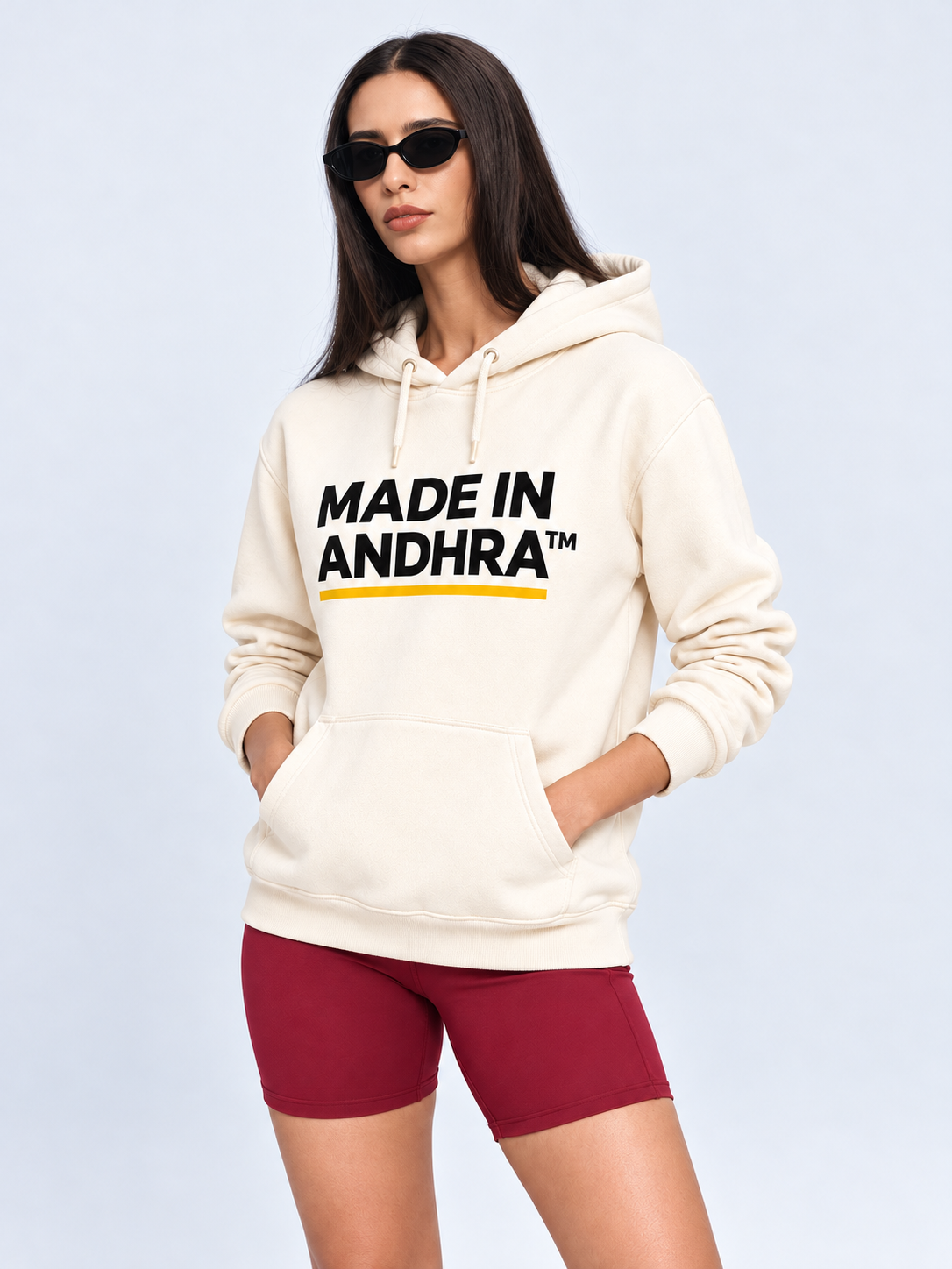 Made in Andhra™ Women’s Cream Airport Hoodie — additional product view