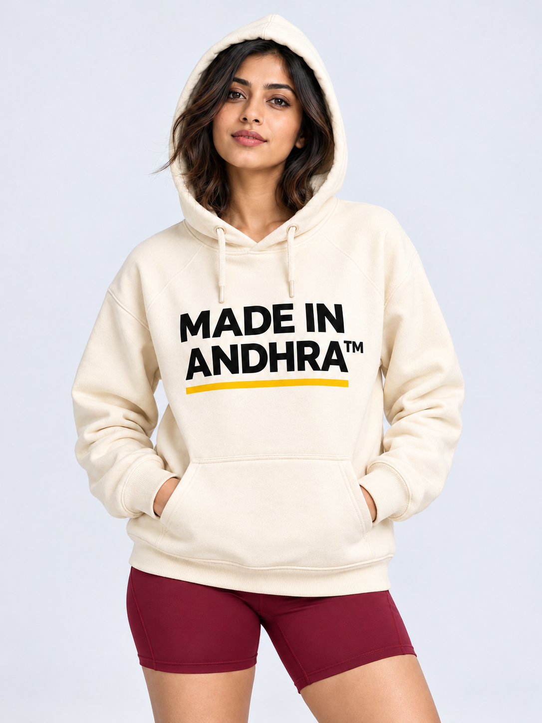 Made in Andhra™ Women’s Cream Airport Hoodie — additional product view