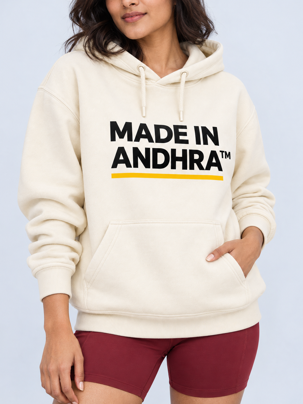 Made in Andhra™ Women’s Cream Airport Hoodie — additional product view