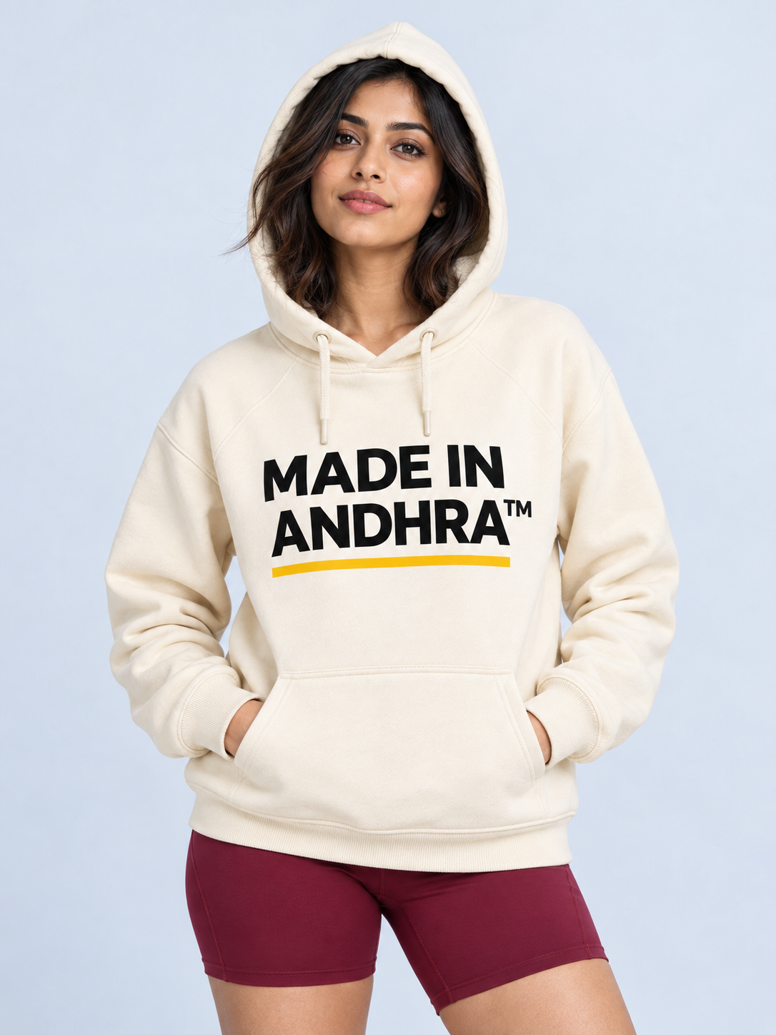Made in Andhra™ Women’s Cream Airport Hoodie — additional product view
