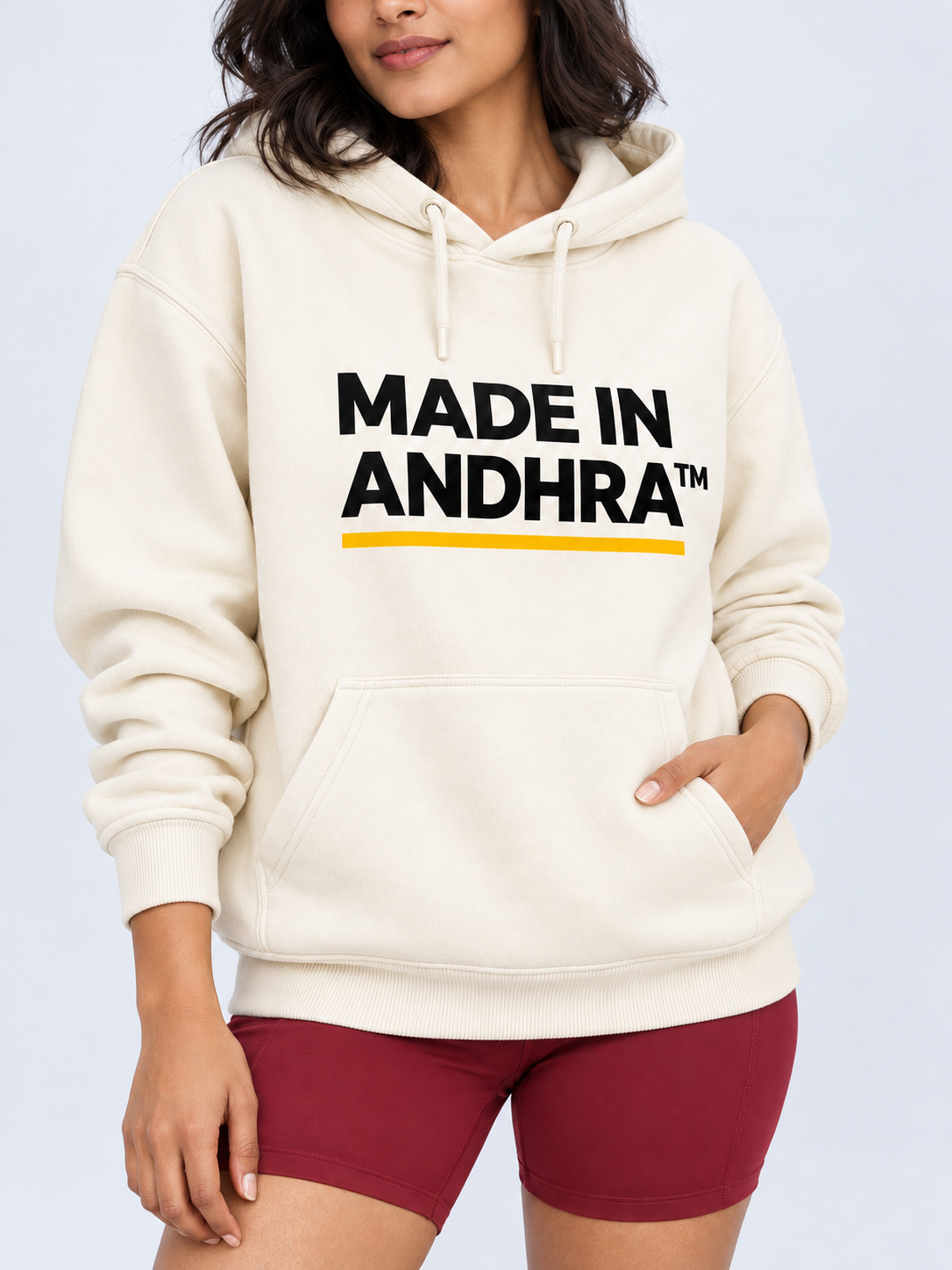 Made in Andhra™ Women’s Cream Airport Hoodie — additional product view