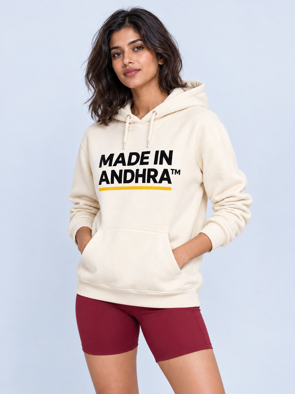 Made in Andhra™ Women’s Cream Airport Hoodie — additional product view