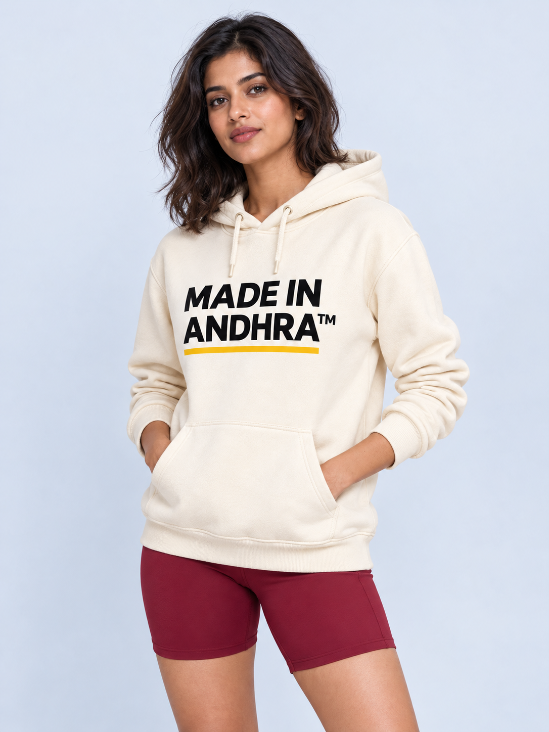 Made in Andhra™ Women’s Cream Airport Hoodie — additional product view