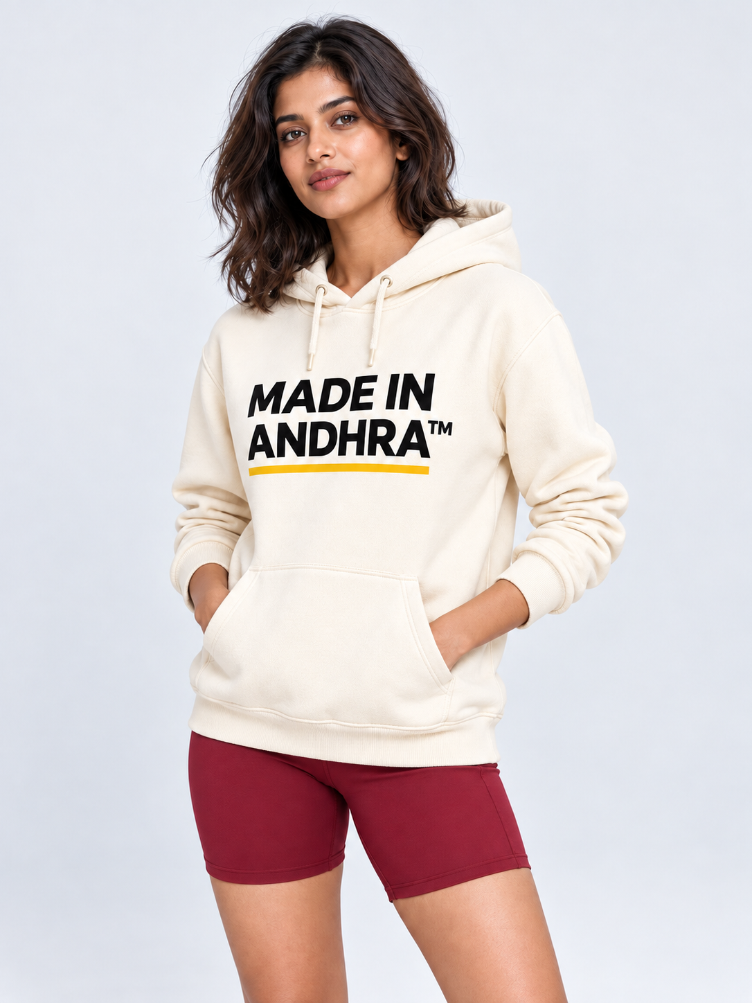 Made in Andhra™ Women’s Cream Airport Hoodie — additional product view