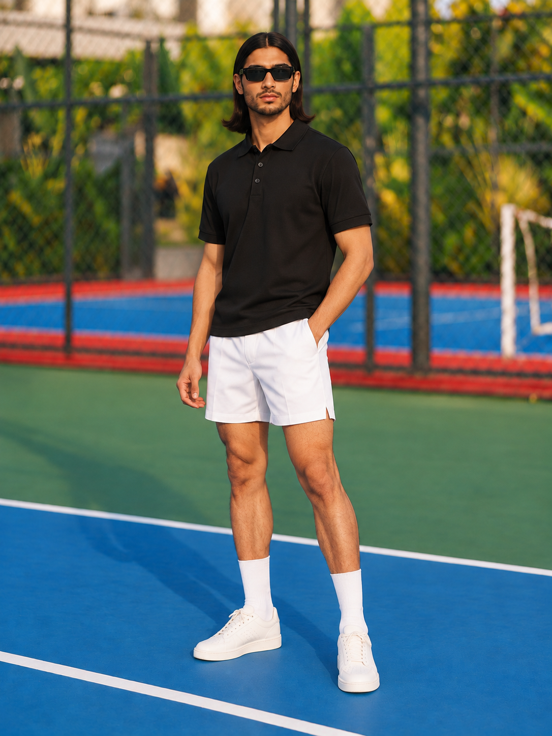 Made in Andhra™ Black Essential Polo — men threequarter