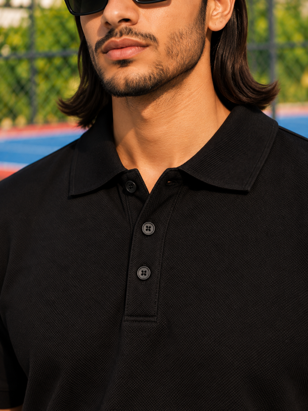 Made in Andhra™ Black Essential Polo — men construction